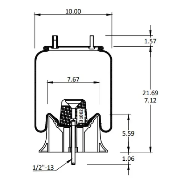 Trailer Air Spring Replaces 1R12-481, W01-358-9923, 1R12-533