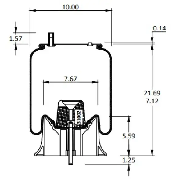 Trailer Air Spring Replaces 1R12-532, W01-358-9935, 64412, 9935