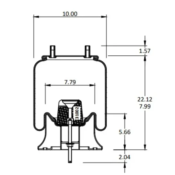 Trailer Air Spring Replaces 1R12-1048, W01-358-9974, 67586, 9974