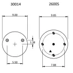 Trailer Air Spring Replaces 1R12-1048, W01-358-9974, 67586, 9974
