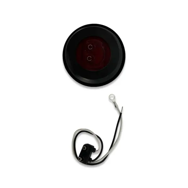 2\" LED, Red Round Marker Clearance Light with Grommet and Wiring