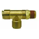 Male Run Tee Swivel Brass Fitting 1/4\" OD Tube x 1/4\" NPT