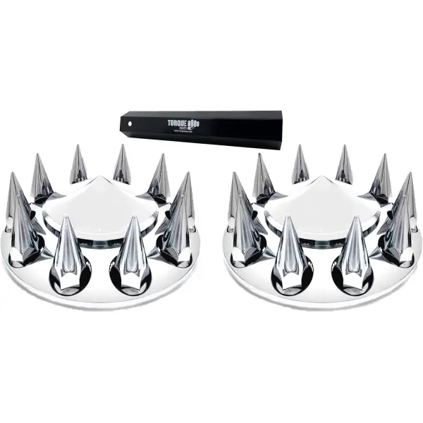 Pair Chrome Front Wheel Cover w/ Spike 33MM Lug Nut Covers