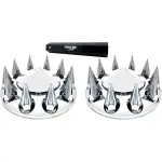 Pair Chrome Front Wheel Cover w/ Spike 33MM Lug Nut Covers