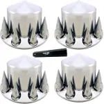4 pcs of Chrome Rear Spike Wheel Cover w/ 33MM Lug Nut Covers