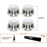 4 pcs of Chrome Rear Spike Wheel Cover w/ 33MM Lug Nut Covers
