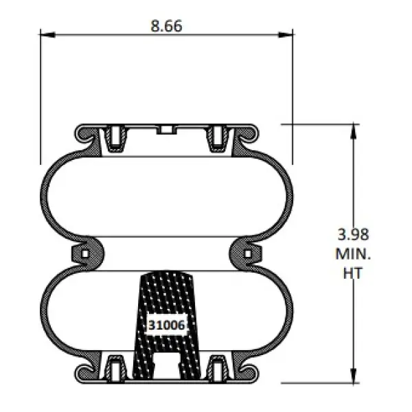 Convoluted Air Spring Replaces W01-358-6947, S-2630, 2B9-201