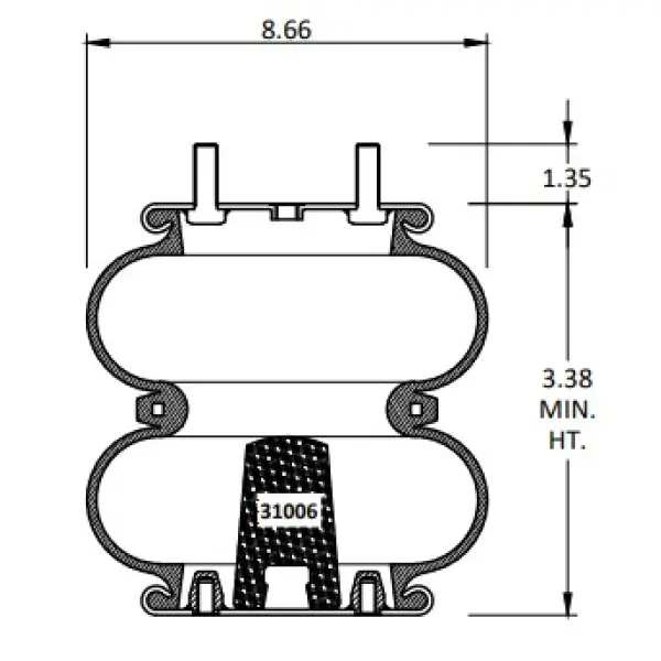 Convoluted Air Spring Replaces 2B9-206, S-5270, S-3518, 6905