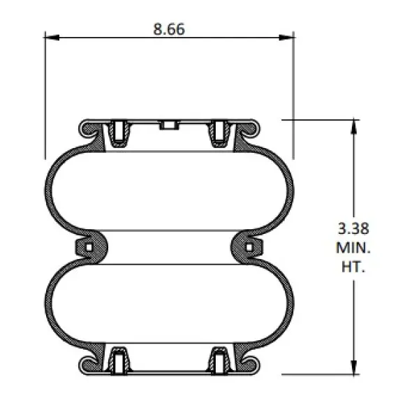 Convoluted Air Spring Replaces W01-358-6910, S-8768, 2B9-200