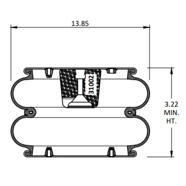 Convoluted Air Spring Replaces S-1080, 2B14-356, W01-358-7136