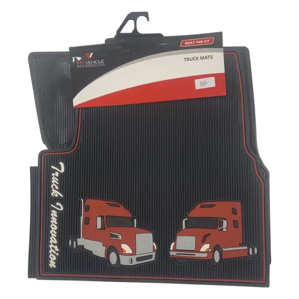 Black and Red Floor Mats Set for Volvo VNL Trucks
