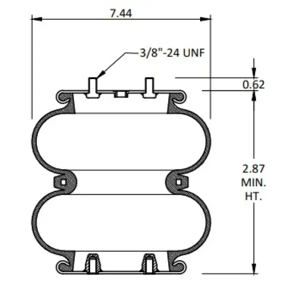 Convoluted Air Spring Replaces W01-358-7659, 2B7-548, R005079