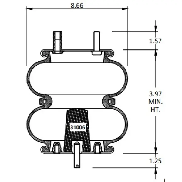 Convoluted Air Spring Replaces W01-358-7686, 64685, FD 200-19 712