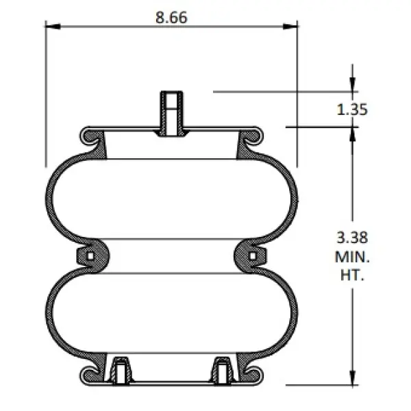 Convoluted Air Spring Replaces S-14486, 3317, 2B10-226, 7795