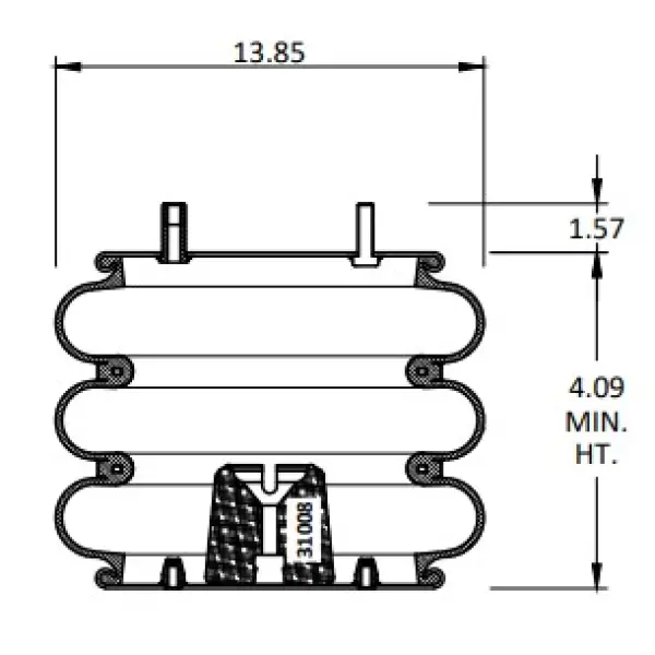 Convoluted Air Spring Replaces W01-358-7797, 64507, FT 530-32 535