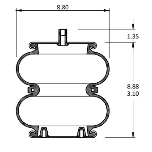 Convoluted Air Spring Replaces S-23114, W01-358-7897, 2B9-495