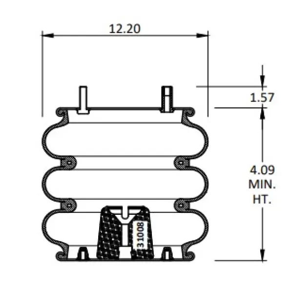 Convoluted Air Spring Replaces ASC 1500, 3B12-335, W01-358-7956