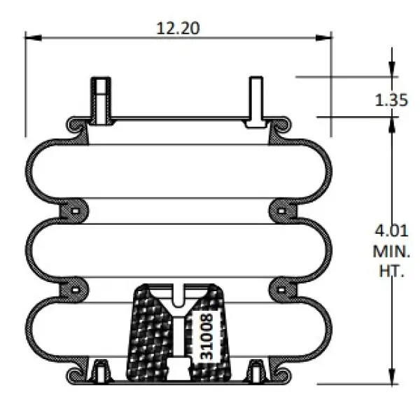 Convoluted Air Spring Replaces 3B12-335, W01-358-7996, 64570