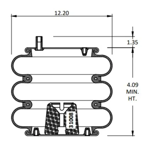 Convoluted Air Spring Replaces S-11637, W01-358-8008, 64562, 8008