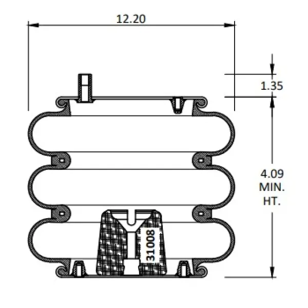 Convoluted Air Spring Replaces S-12405, 3B12-319, 64560, 8032