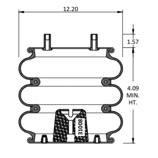 Convoluted Air Spring Replaces 3B12-322, W01-358-8042, 69747