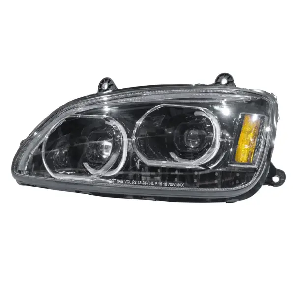 Left Side Black Projector Headlight for Kenworth T660 Trucks