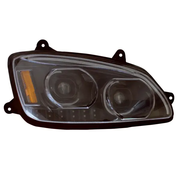 Right Side Black Projector Headlight for Kenworth T660 Trucks