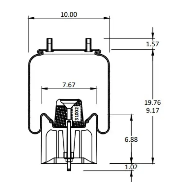 Trailer Air Spring Replaces S-34733, C-34733, 9 10PS-14.5 P 139 H