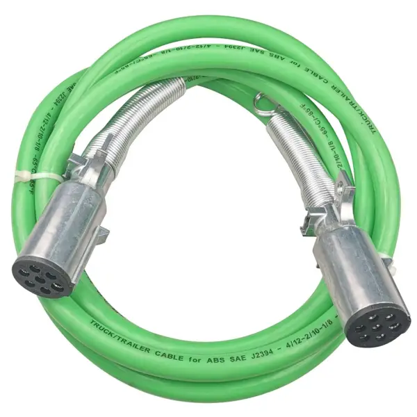 ABS Electrical Cable 7 Way Plug 12 ft Straight Green