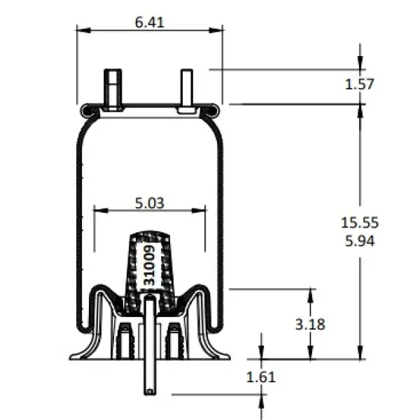 Trailer Air Spring Replaces ASCR1500, W01-358-5423, 665-13S559