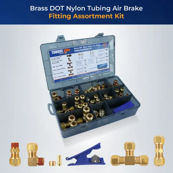 thumbnail image 2 of RedBoarChain D.O.T. Brass Air Brake Fitting Assortment Kit In Metal Locking Tray 2 of 5