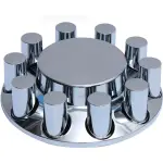 Chrome Plastic Front Wheel Cover Set w/ 33 mm Lug Nut Covers