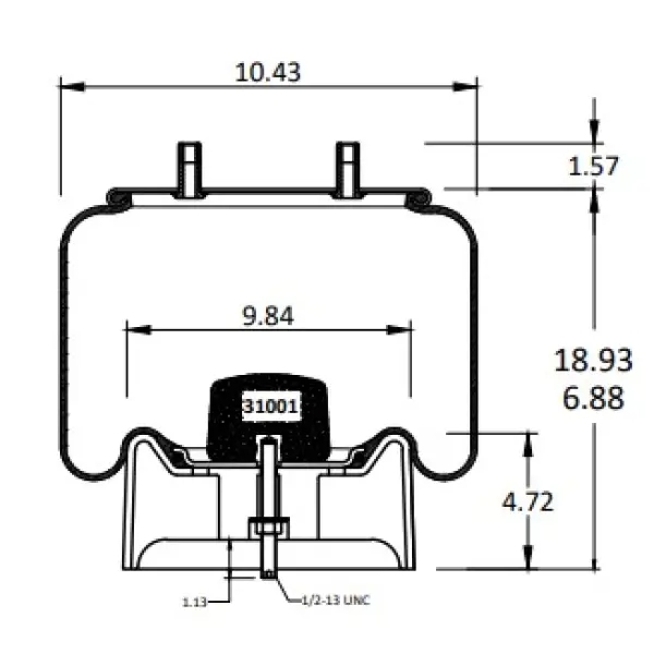 Trailer Air Spring Replaces S-20901, W01-358-8091, 1R14-093