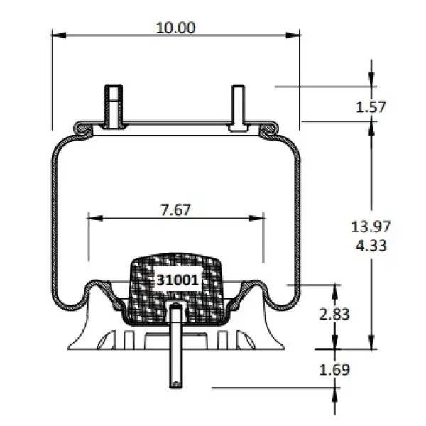 Trailer Air Spring Replaces 161234, W01-358-8204, 1R12-508