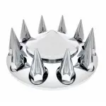 Chrome Plastic Front Spike Wheel Cover w/ 33MM Lug Nut Covers