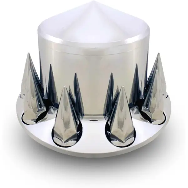 Chrome Plastic Rear Spike Wheel Cover w/ 33MM Lug Nut Covers