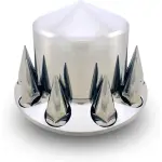 Chrome Plastic Rear Spike Wheel Cover w/ 33MM Lug Nut Covers
