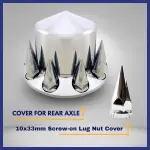 Chrome Plastic Rear Spike Wheel Cover w/ 33MM Lug Nut Covers