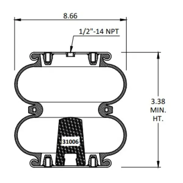 Convoluted Air Spring Replaces W-01-358-6926, 2B9288
