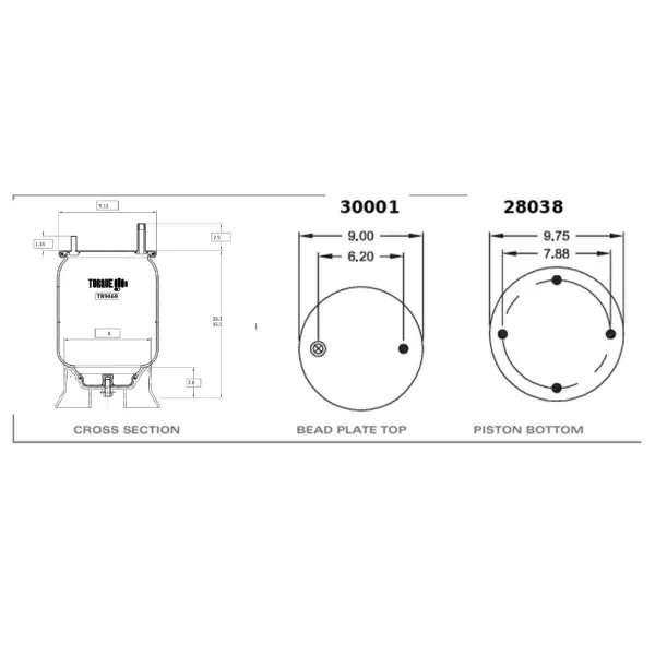 Air Spring for Gillig Phantom Replaces Firestone W01-358-9469
