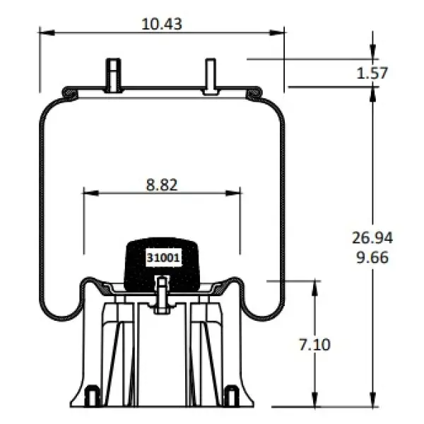 Trailer Air Spring Replaces S-3467, 365142, 1R13-038, S-3830