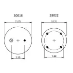 Trailer Air Spring Replaces S-3467, 365142, 1R13-038, S-3830