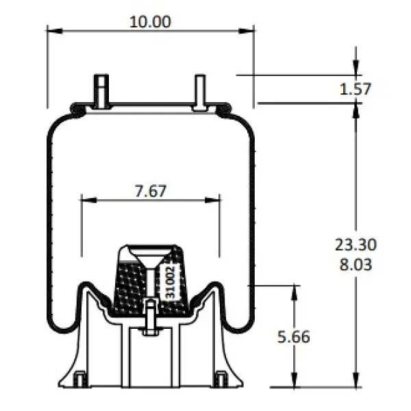 Trailer Air Spring Replaces S-6195, 1R12-167, W01-358-9192, 64323