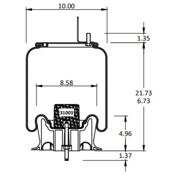 Trailer Air Spring Replaces W01-358-9297, 50898-2, 1R12-402