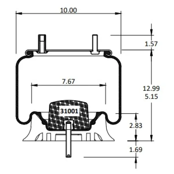 Trailer Air Spring Replaces 1R12-095, W01-358-9307, 905-57-129