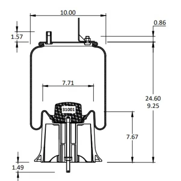 Trailer Air Spring Replaces 1R12-372, W01-358-9471, 1R12-504
