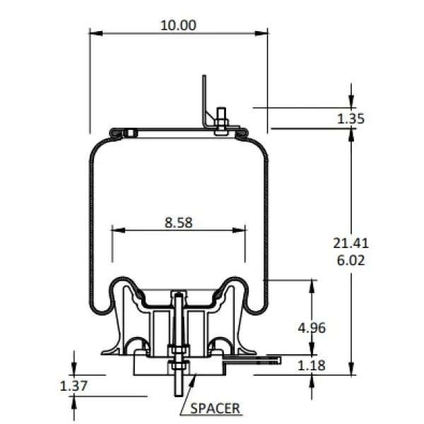 Trailer Air Spring Replaces 1R12-1093, 60271-001, W01-358-9663