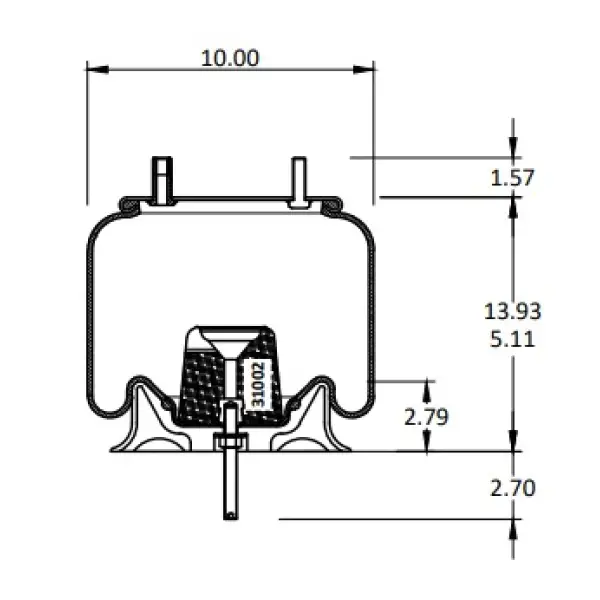 Trailer Air Spring Replaces 1R12-1047, W01-358-9807, 68151