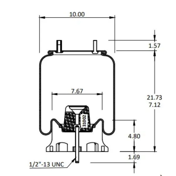 Trailer Air Spring Replaces S-22173, W01-358-9921, 1R12-440