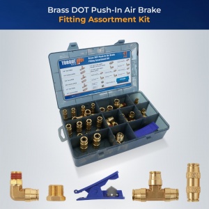 Brass DOT Push-in Air Brake Fitting Assortment Kit (41 pcs)